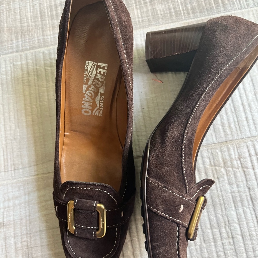 FERRAGAMO Suede Shoes Loafers Heels - Picture 9 of 9